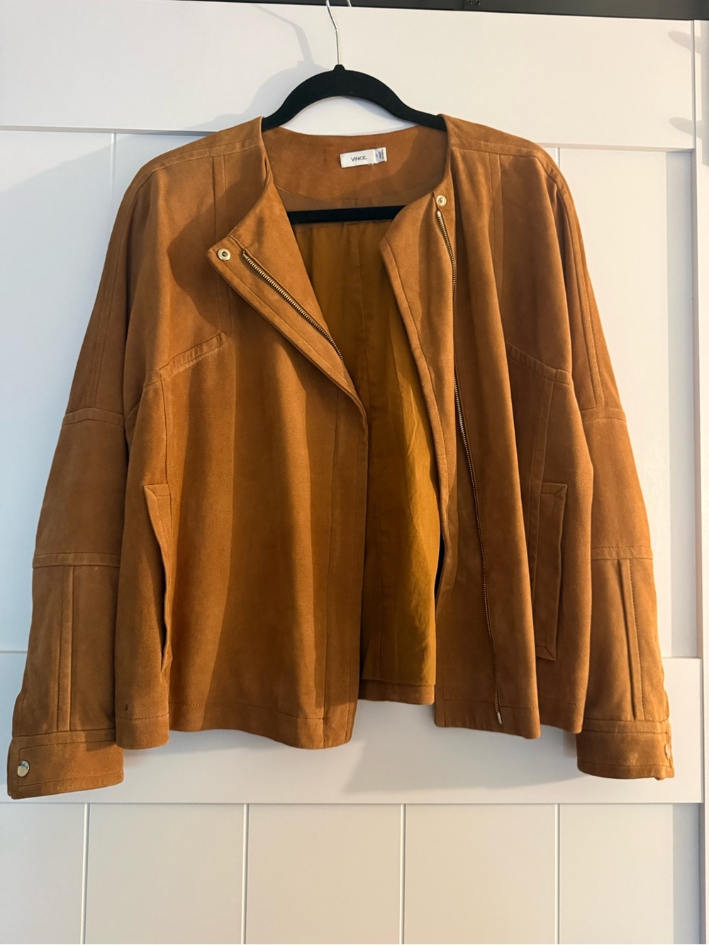 Vince Suede Leather Jacket in Camel Brown